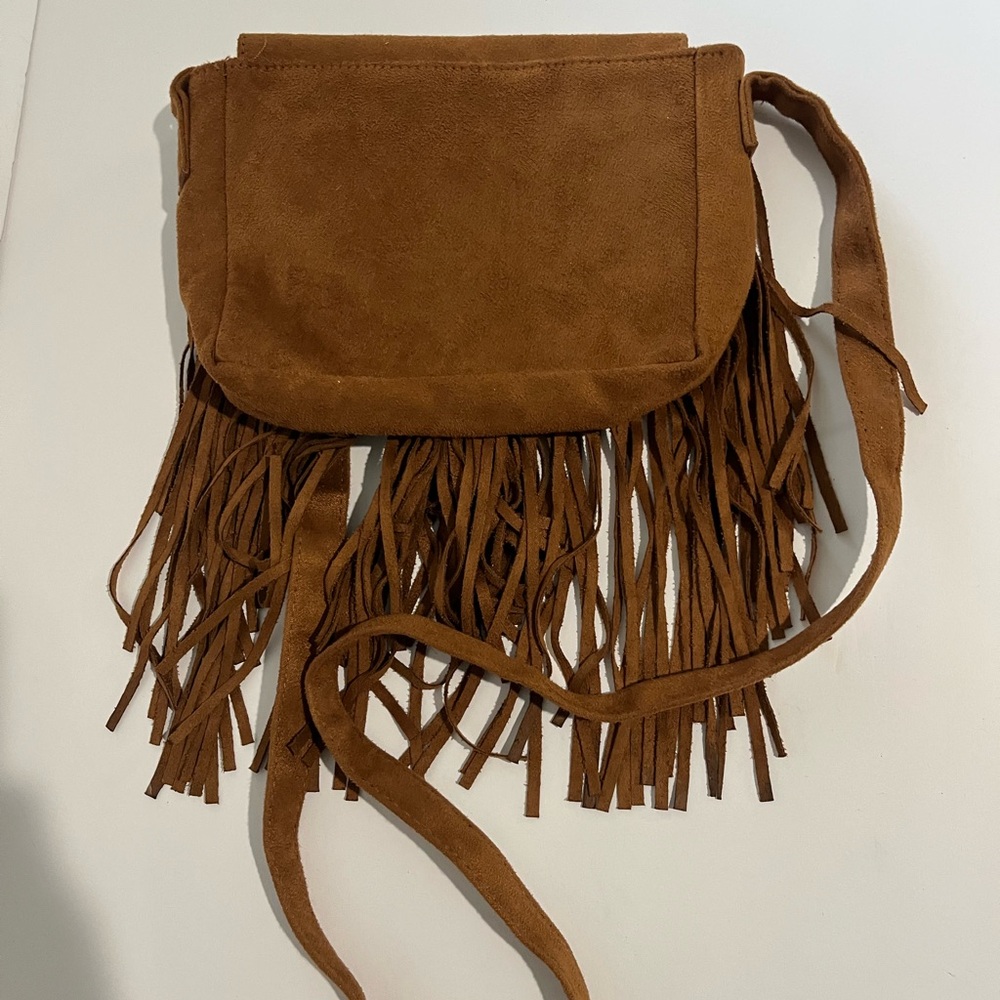 Union Bay brown Western Fringe Crossbody Bag Purse Boho Hippie Faux Leather EUC - Picture 10 of 12